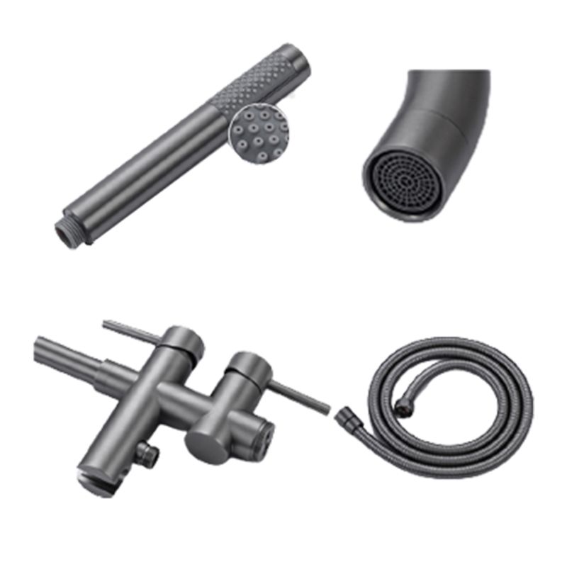 Floor Mounted Metal Freestanding Tub Filler High Arc Freestanding Faucet with Hose