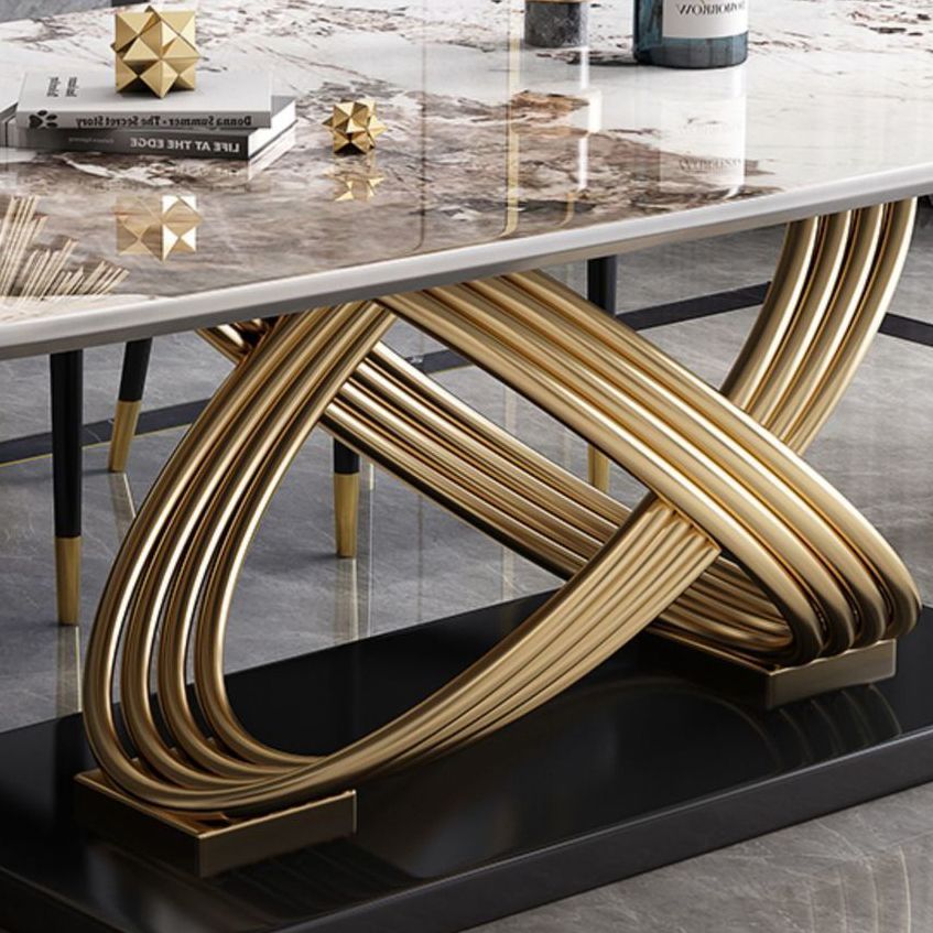 Stone Top Dining Table Contemporary Dining Table with Pedestal Base