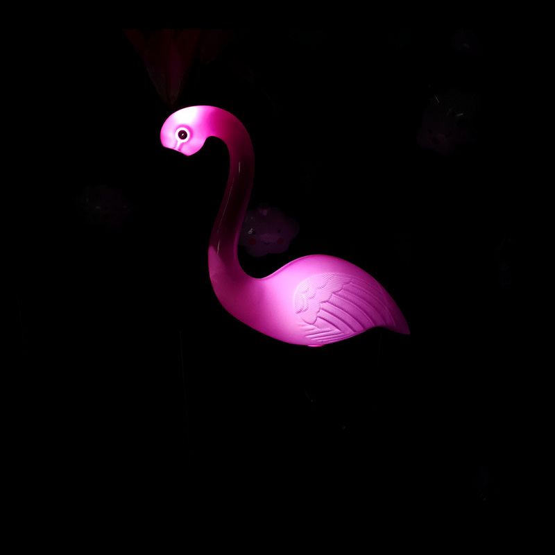 Flamingo Shaped LED Stake Light Decorative Plastic Pink Solar Landscape Lighting for Courtyard