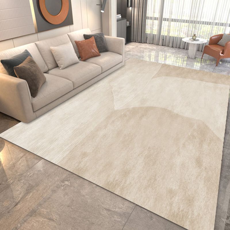 Beige Curve Carpet Polyester Casual Carpet Non-Slip Backing Carpet for Drawing Room