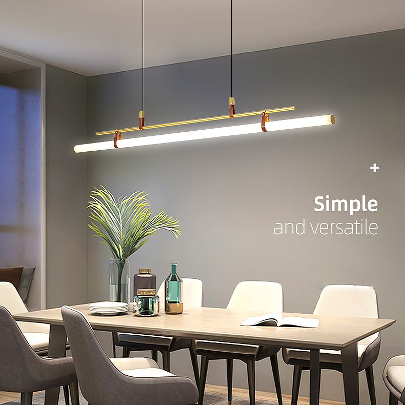 Lineare Metall Island Leuchte moderne Deckenheizlicht für Esszimmer