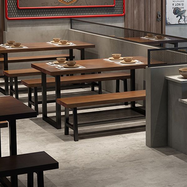 Table à manger industrielle en bois massif table de rectangle marron avec base de traîneau pour salle à manger
