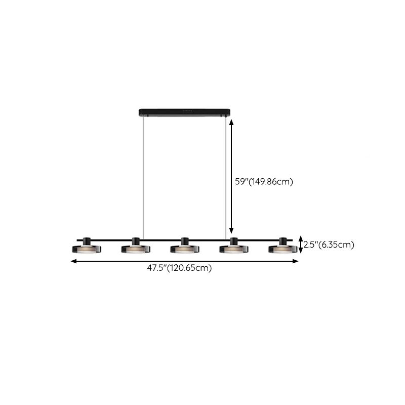 Unique Shape Hanging Lamp Modern Island Lights in Black for Dining Room