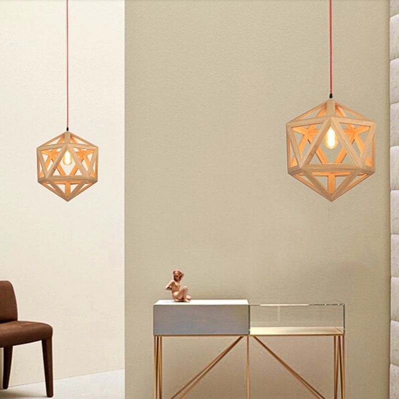 Cage en bois pendant éclairage