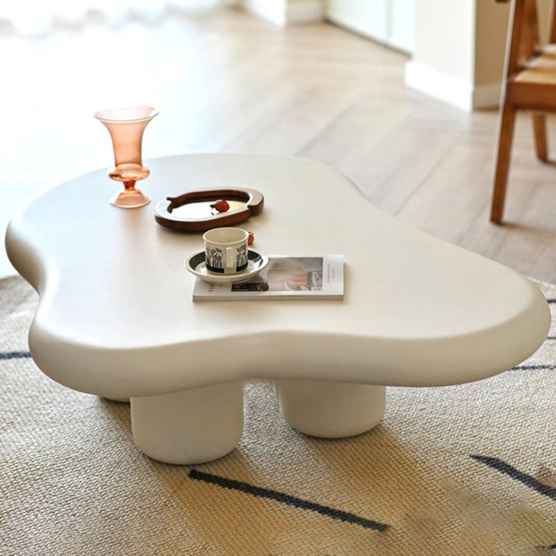14"H Contemporary Coffee Table White Single Coffee Cocktail Table