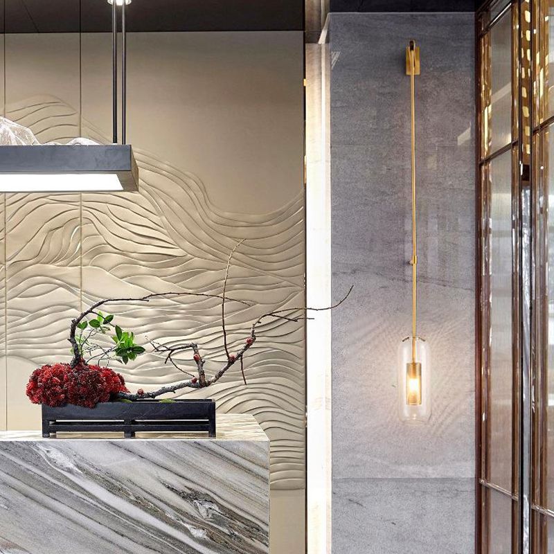 Contemporary Circle Shape Wall Light with Glass Shade for Living Room