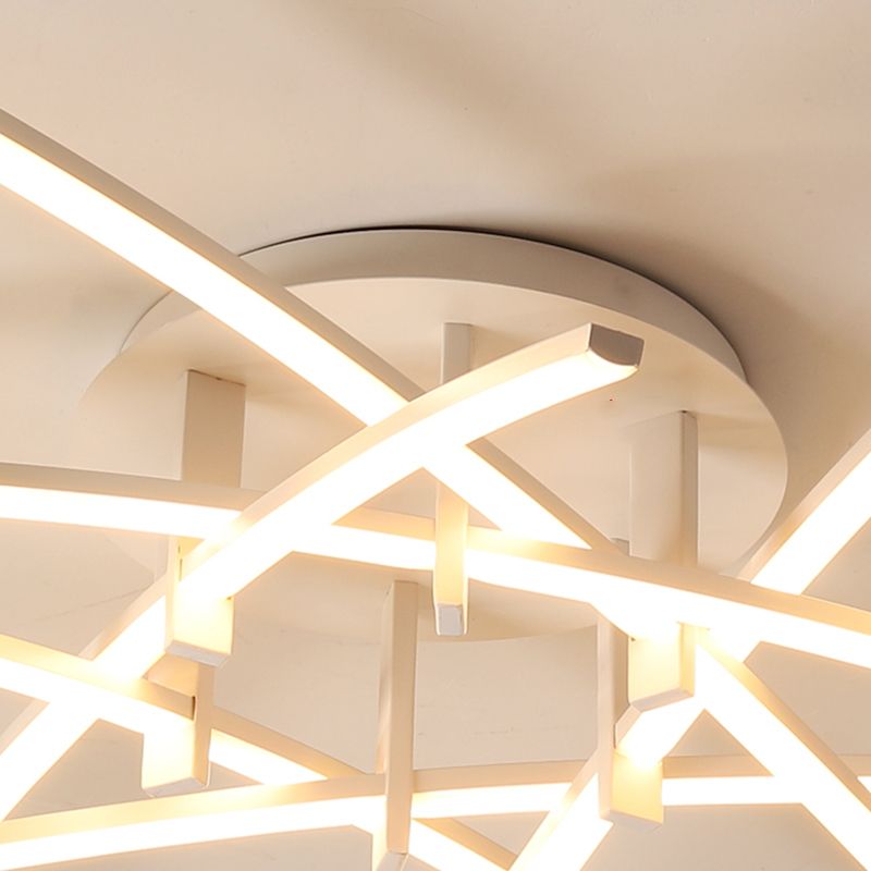 Style simple linéaire Semi Flush Fush Multi-Head Bedroom Plafond Éclairage avec une teinte acrylique