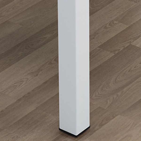 Modern White Rectangular Glass Top Dining Table with Double Pedestal