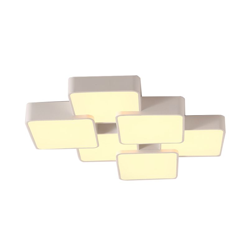 Diseño Cuadrado Vaciado de luz de techo Acrílico Modernista 4/6 Luces Acabado blanco Vaciado de luz fija en luz cálida/blanca