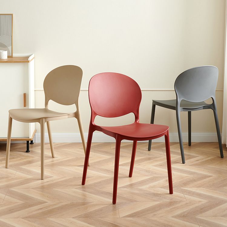 Plastic stapelbare armloze eetkamerstoelen open stoel met de achterkant (set van 4)