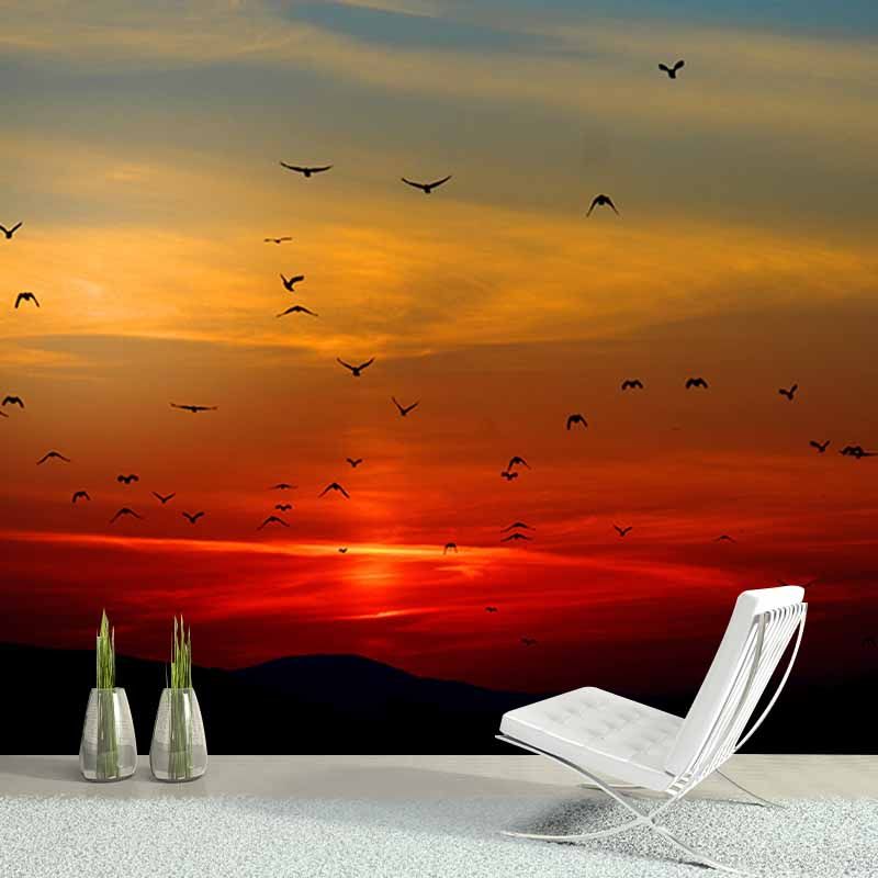 Modern Style Mural Wallpaper Setting Sun Environment Friendly Bedroom Wall Mural