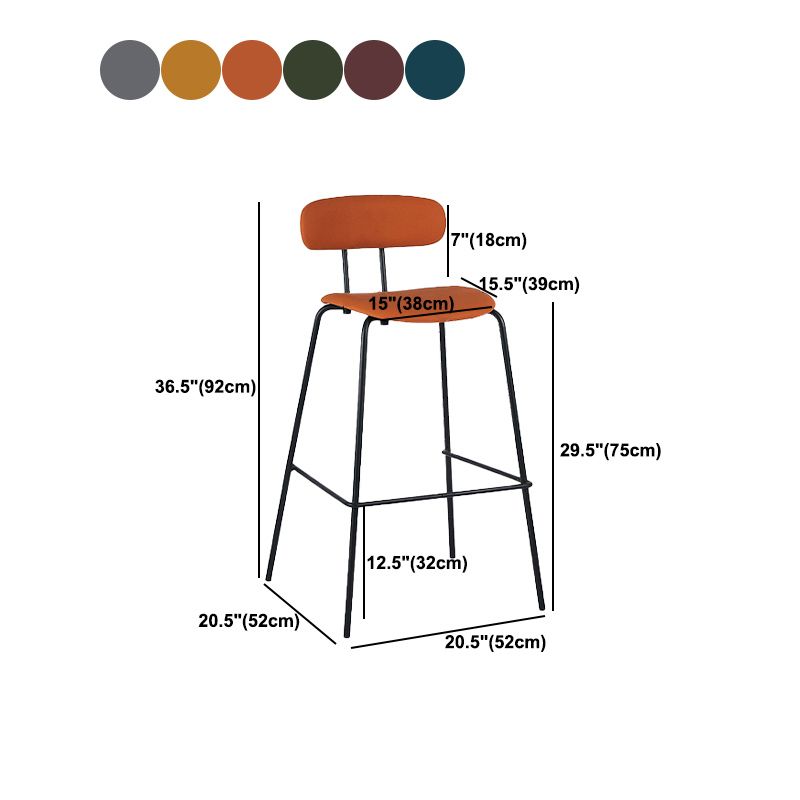 Industrial Iron Legs Bar Stool PU Leather Low Back Barstools for Living Room