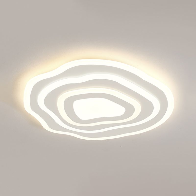 Contemporary Irregular Flush Light Metal 1 Light Flush Mount Ceiling Fixture in White