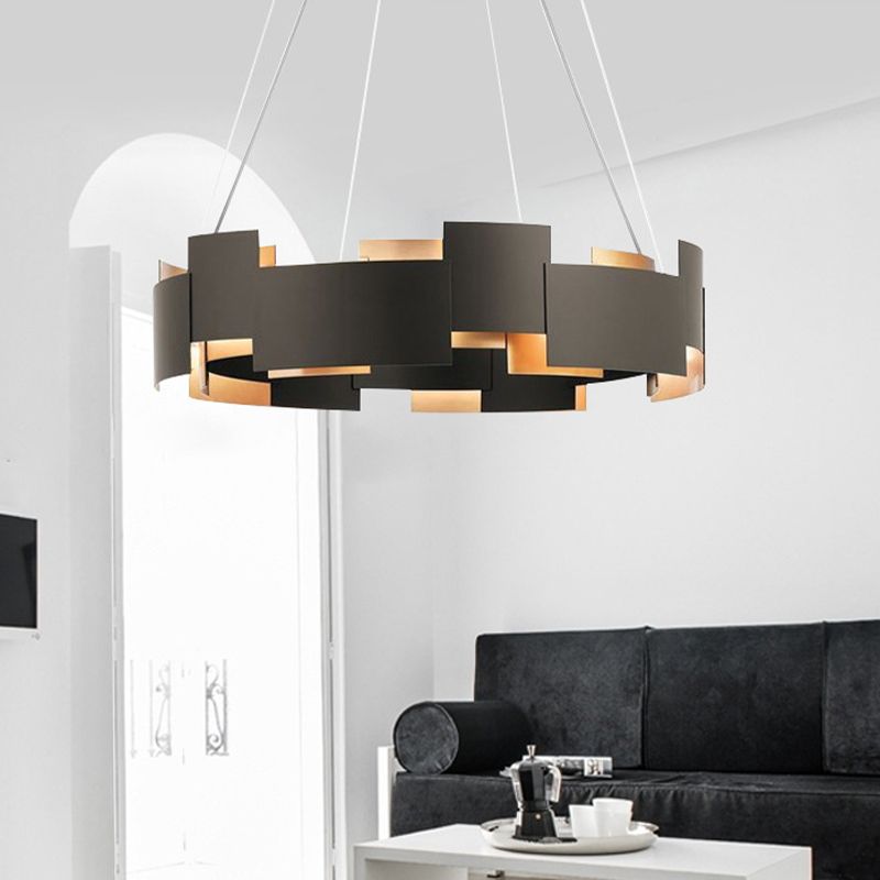 Lampadario circolare in metallo lampadario contemporaneo a soffitto appeso nero per soggiorno