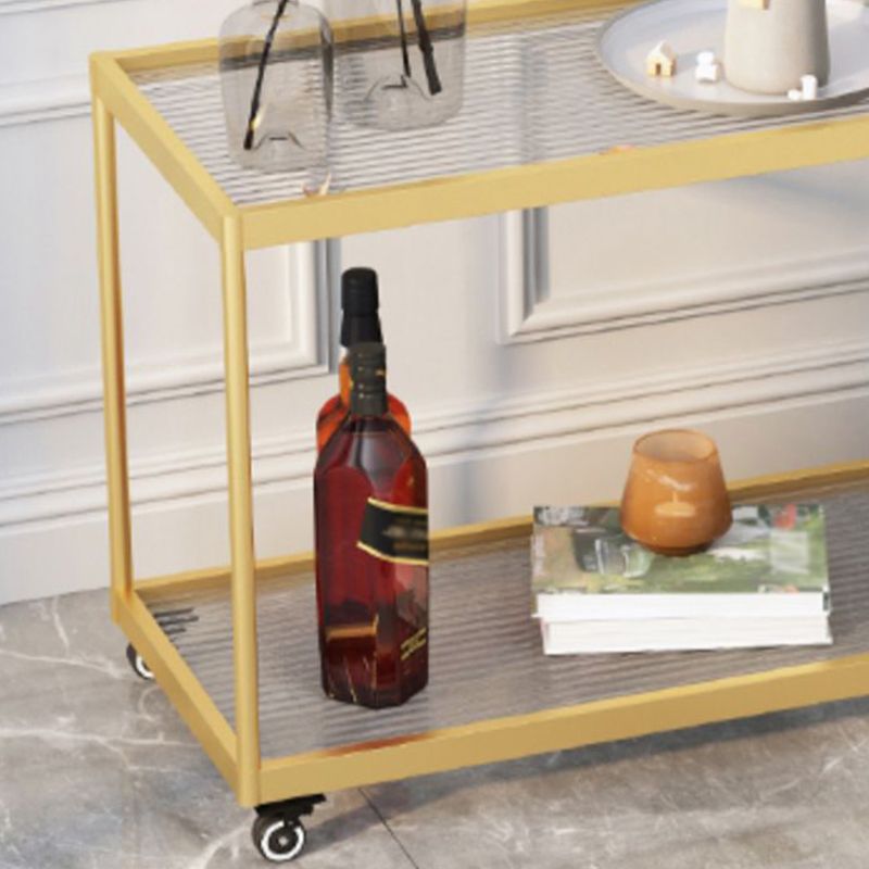 21.6" Tall Modern Rectangular Glass Top Side Table Iron Frame End Table with Shelf