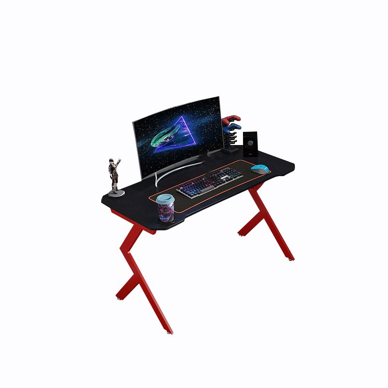 Rectangular Computer Table with Esports Style Black Top and Red Metal Legs