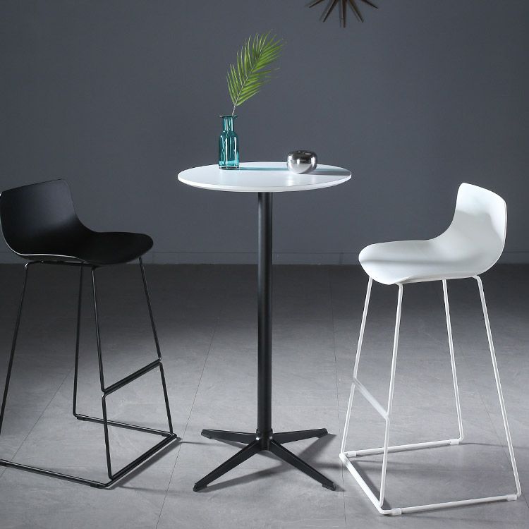 Contemporary Armless Plastic Low Back Bar Stools with Metal Base