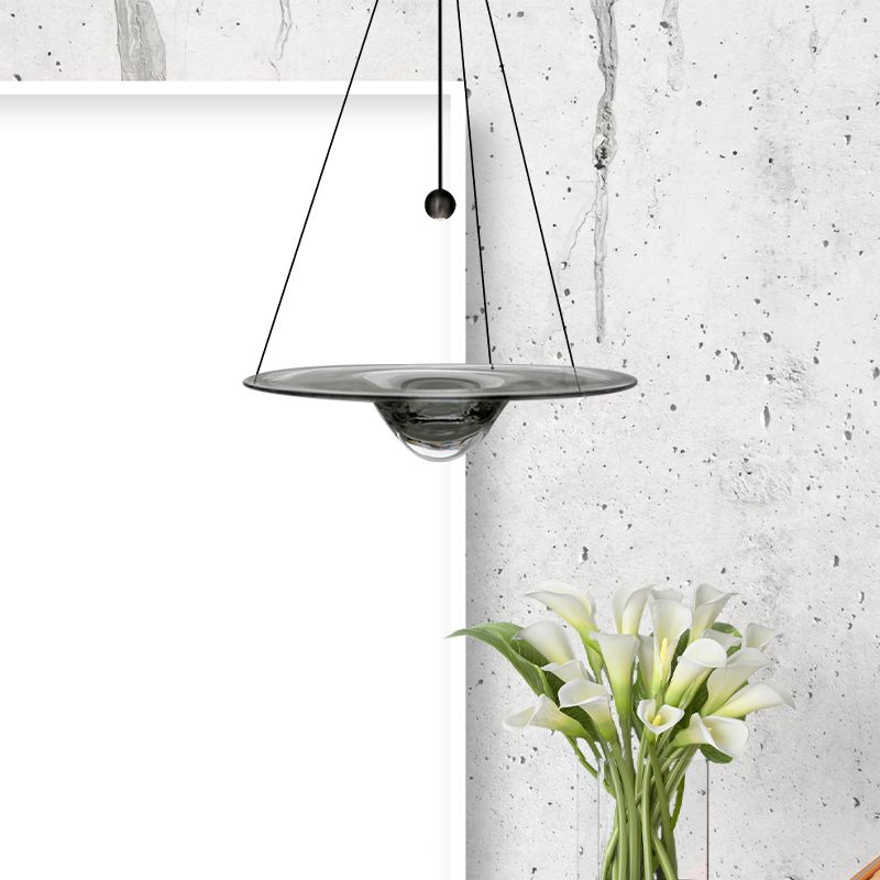 Luz de colgante colgante de sombrero Contemporáneo Clear Glass 1 Cabeza de comedor Luz de suspensión