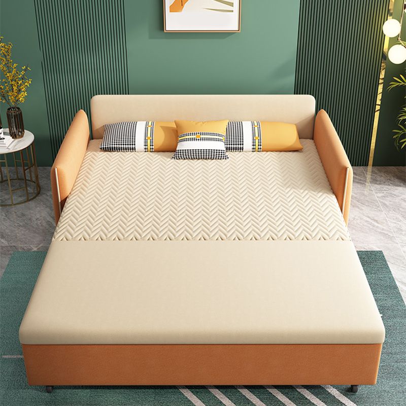 Yellow Faux leather Sofa Bed 36.22" Wide Contemporary Foldable Sleeper Sofa