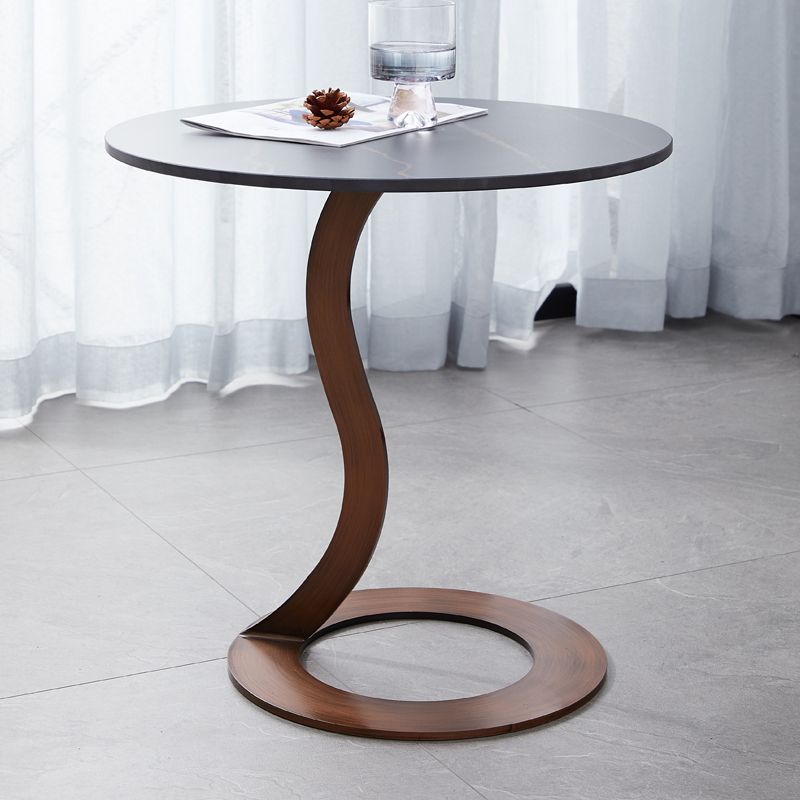 Metal Black Round Modern Block Side Table White Pedestal End Table