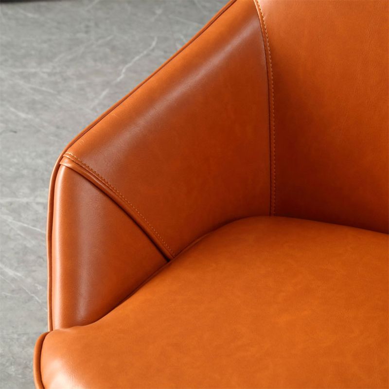 Solid Color Armchair Tight Back Leather Accent Chair with Four Legs