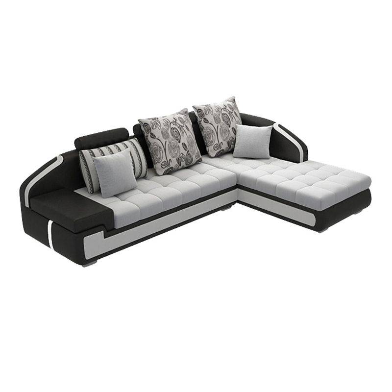 Light Gray Contemporary Sectional with Removable Cushions for Living Room