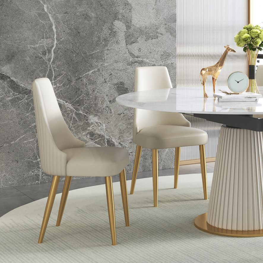 Modern Sintered Stone Dining Room Set with Round Top and Pedestal Base Dining Furniture