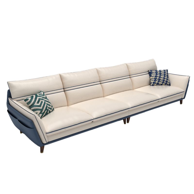 Leather Pillow Top Arm Sofa 37.4"High Cushion Back Sectional Sofa with Storage