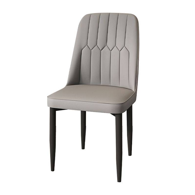 Modern Backrest Armless Cushion Chair with Metal Legs for Dining Room