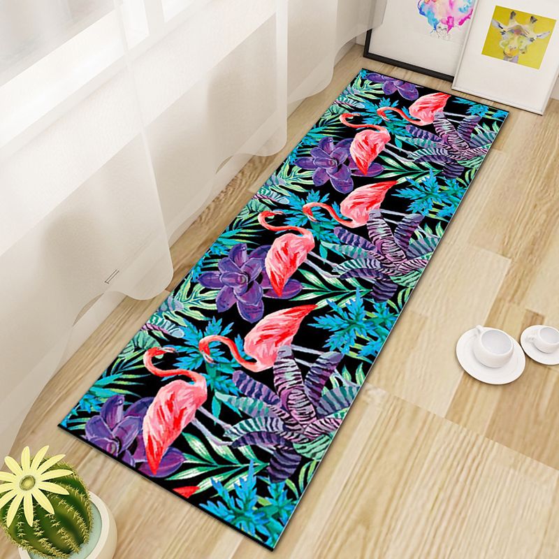 Green Modern Carpet Polyester Plant Carpet Non-Slip Backing Area Carpet for Living Room
