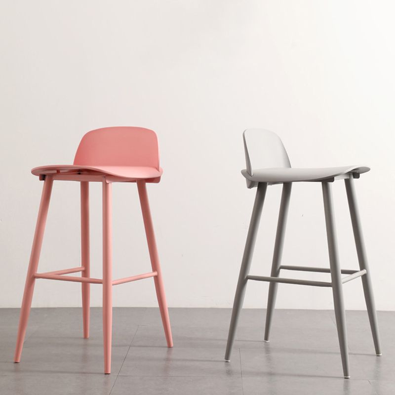Contemporary Plastic Low Back Armless Bar Stools with Metal Base