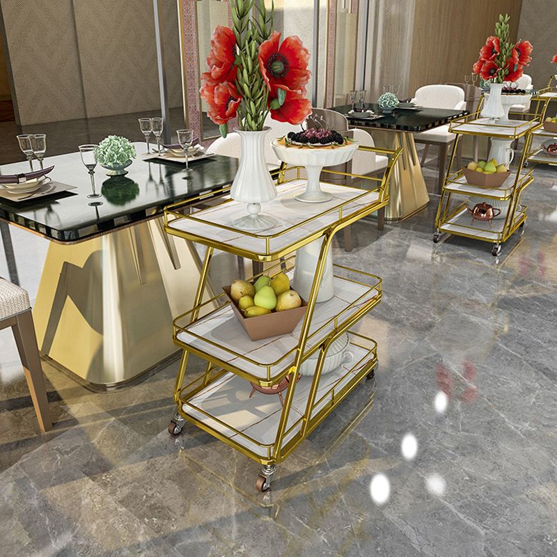 Contemporary Metal Prep Table 35.43"H Rolling Prep Table for Dining Room