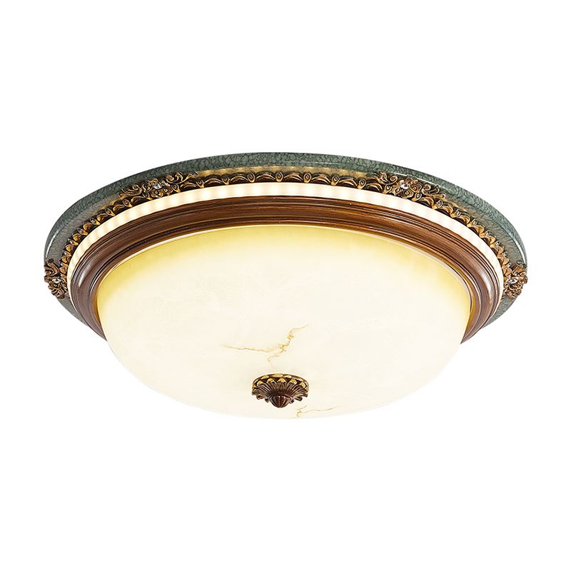 Lampe LED encastrable en forme de dôme de style vintage en verre opalin proche du plafonnier en marron, largeur 35,6 cm/40,6 cm/50,8 cm