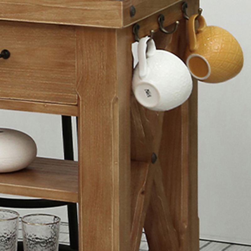 Modern Solid Wood Rectangle Kitchen Island Cart with Casters