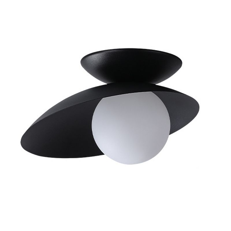 Single Black Flush Mount Lighting Unique Metal LED Ceiling Light