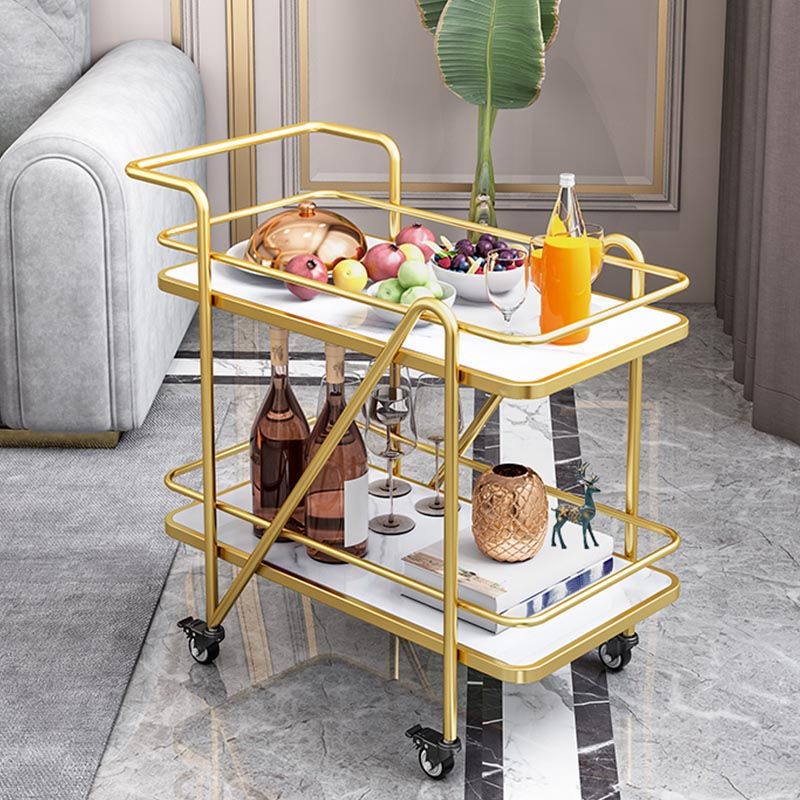 30.71" High Rolling Modern Style Prep Table Stone Prep Table for Dining Room