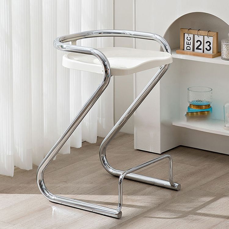 Modern Contoured Seat Low Back Armless Bar Stools with Metal Base
