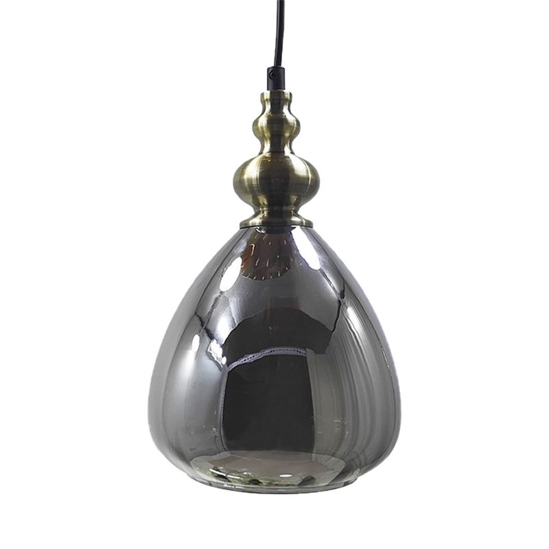 Pyramid Shade Restaurant Hanging Lamp Amber/Clear/Smoke Glass Single Bulb Modern Style Pendant Light