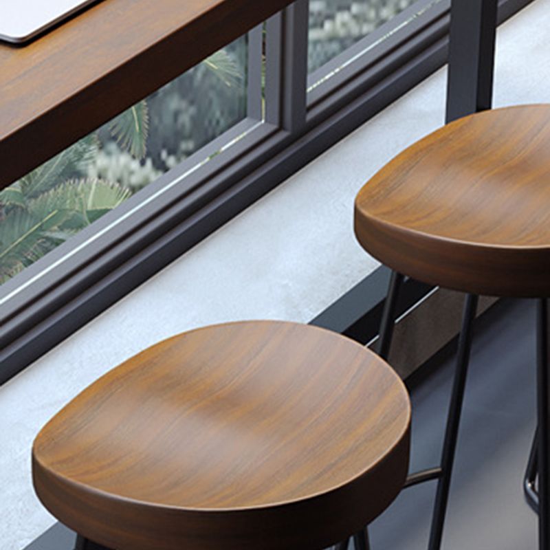 Solid Wood Dining Stools Contemporary Bar Stools with Footrest