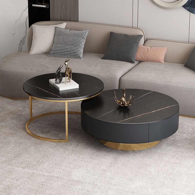Pedestal and Frame Coffee Table Slate Bunching Tables with Drawers