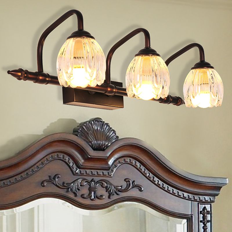 Kupferblume Waschtisch Wand Licht rustikal klares Glas Badezimmer Wandleuchte Leuchte