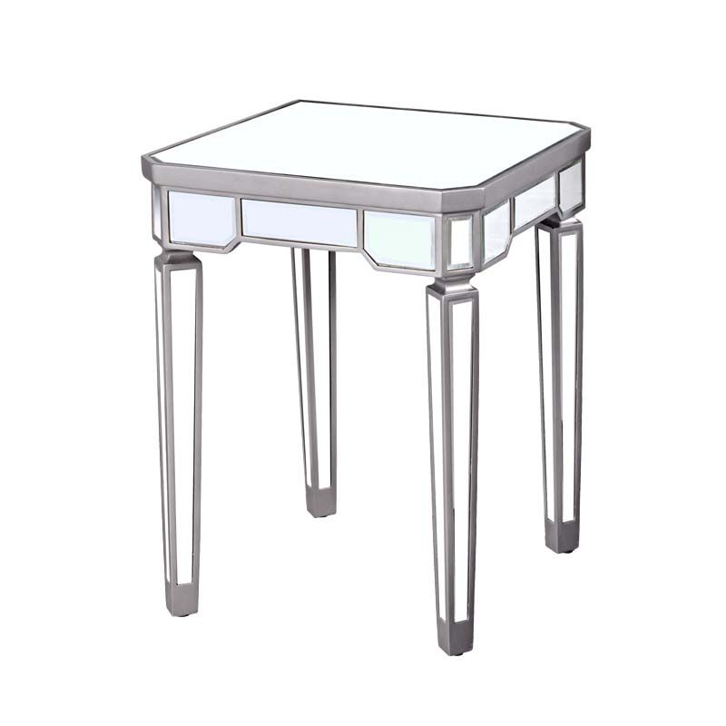 Modern 25.6" Tall 4 Legs End Table Square Glass Top End Table