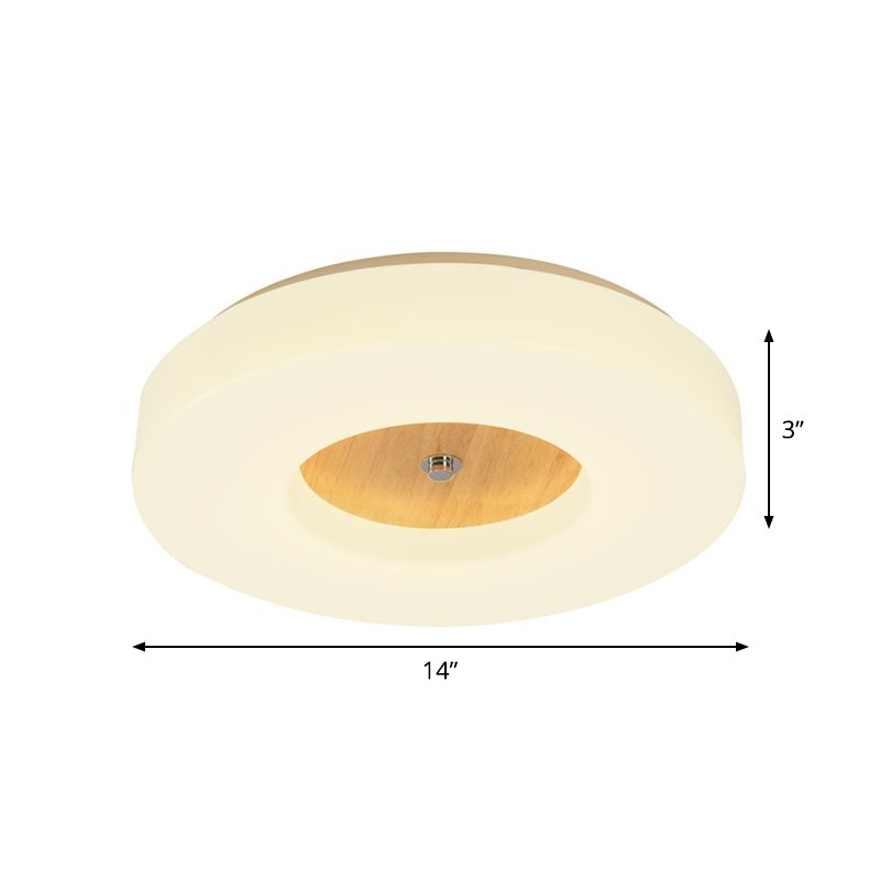 14 "/17"/19 "W Camera da letto a LED a filo modernismo lampada a soffitto bianco con tamburo a tamburo cavo in ombra acrilica in luce calda/bianca/naturale