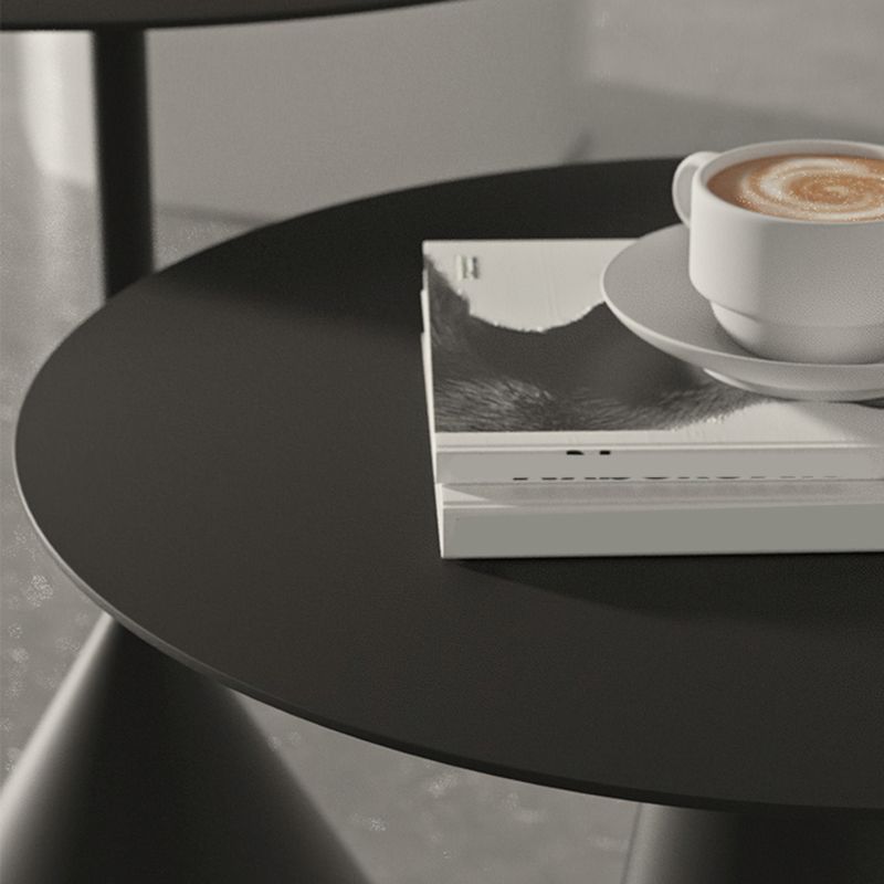 Mid-Century Modern Black/White Cocktail Table Round Coffee Table