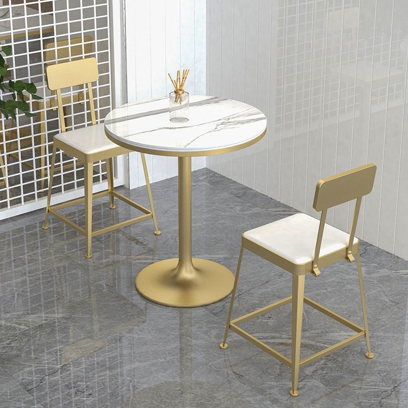 Modern Indoor Counter Height Set 1/2/3 Pieces Round Stone Top Pub Dining Set