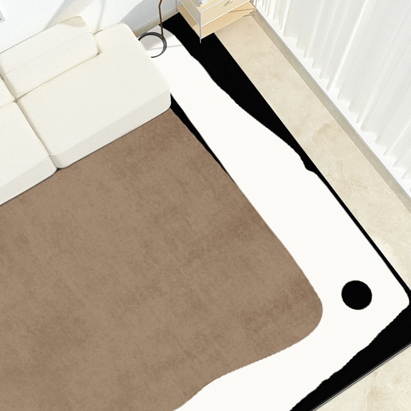 Dark Brown Modern Rug Polyester Irregular Color Piece Rug Washable Rug Sitting Room