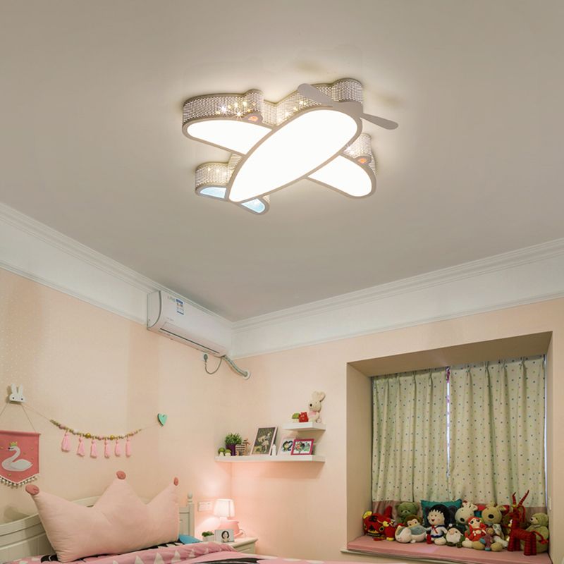 Metal Airplane Flushmount Light Cartoon LED Ceiling Light Fixture with Hollowed-out Design