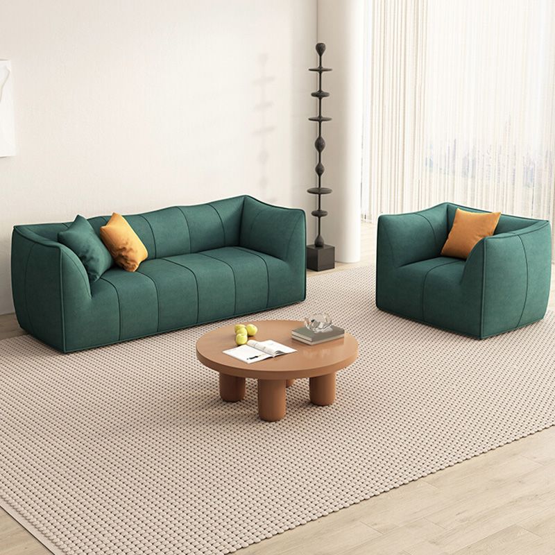 Fabric Sofa Contemporary Tuxedo Arm Apartment Seating in Dark Green