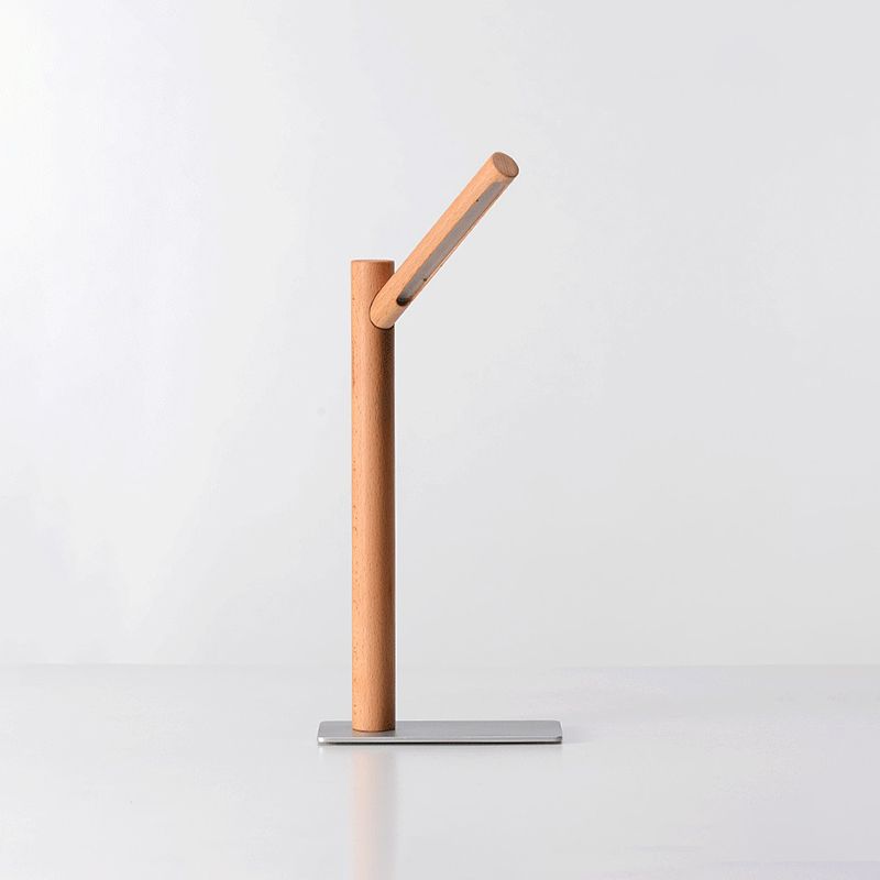 Linear 1 Light Table Lamp Contemporary Wood Nightstand Lamps for Study Room