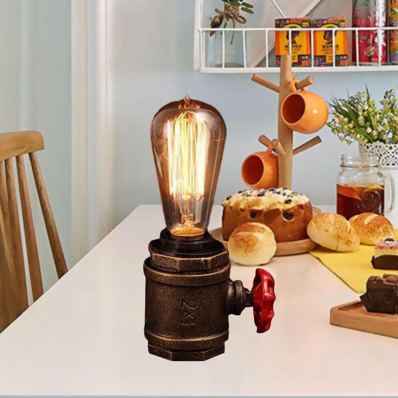 1 tête de nuit en métal lumière industrielle Rust Finish Bree Bared Bedroom Task Task lampe avec déco de soupape
